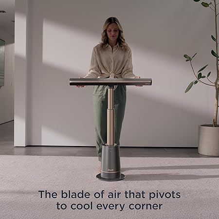 Shark TurboBlade Fan—Ultra-powerful bladeless tower fan, pivots, twists, oscillates 180°, accelerates air up to 80 ft.,10 noise levels + 10 speeds for air circulation, easy to clean, charcoal, TF202S